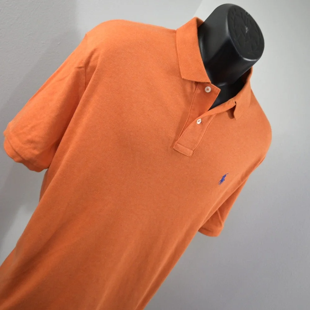 Polo Ralph Lauren Golf Polo Mens XL Orange Blue Pony Logo Short Sleeve Cotton